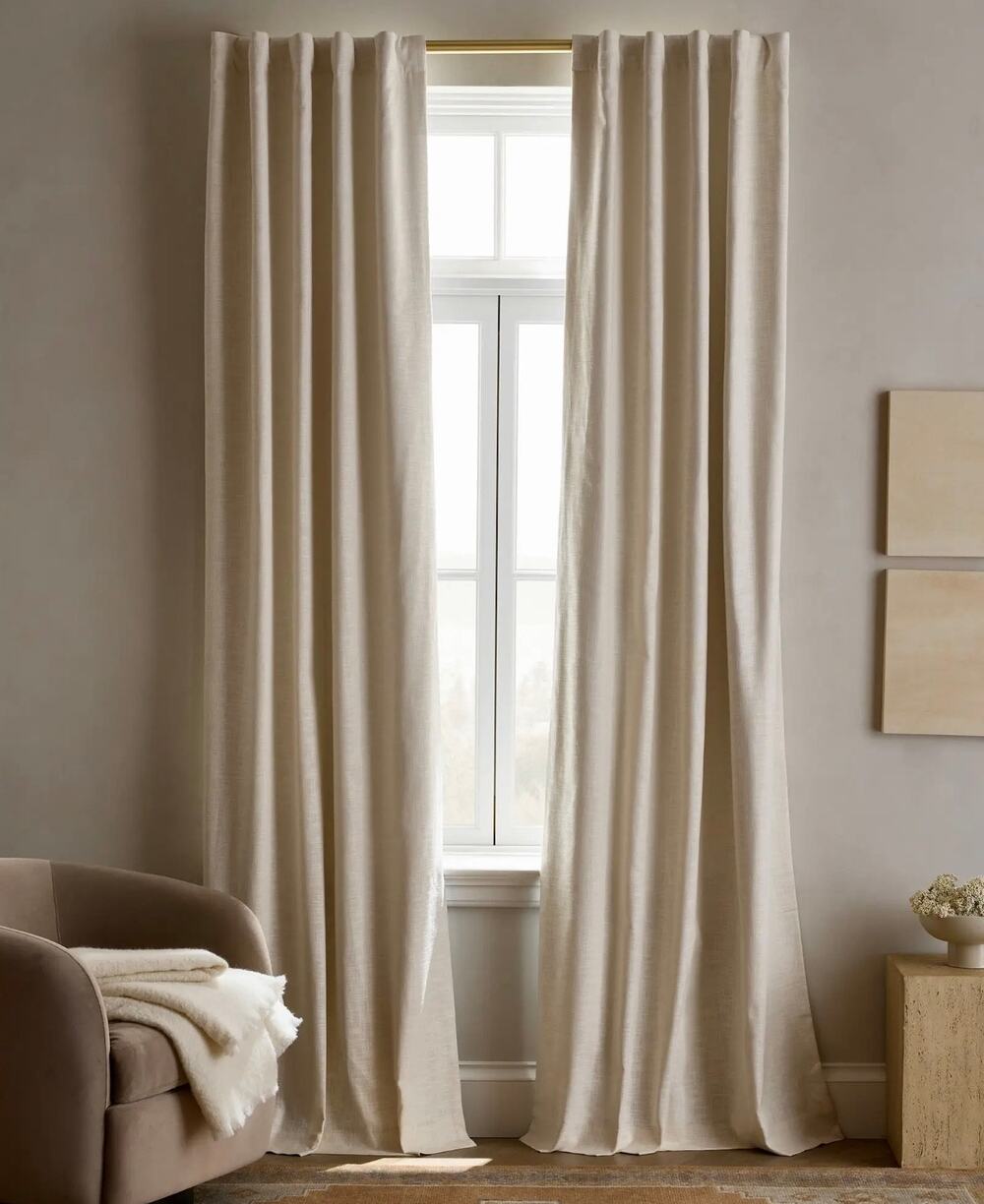 Quince Textured Cotton Room Darkening
Curtain - Single Panel | Ivory | 48 x 84